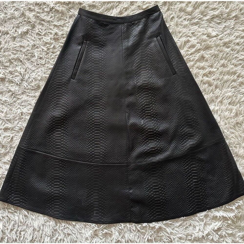 Tibi Lamb Leather Midi Length Skirt w/ Tags - Picture 10 of 11